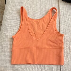 lululemon athletica Ribbed V-Neck Cropped Tank Top — Peach/Coral